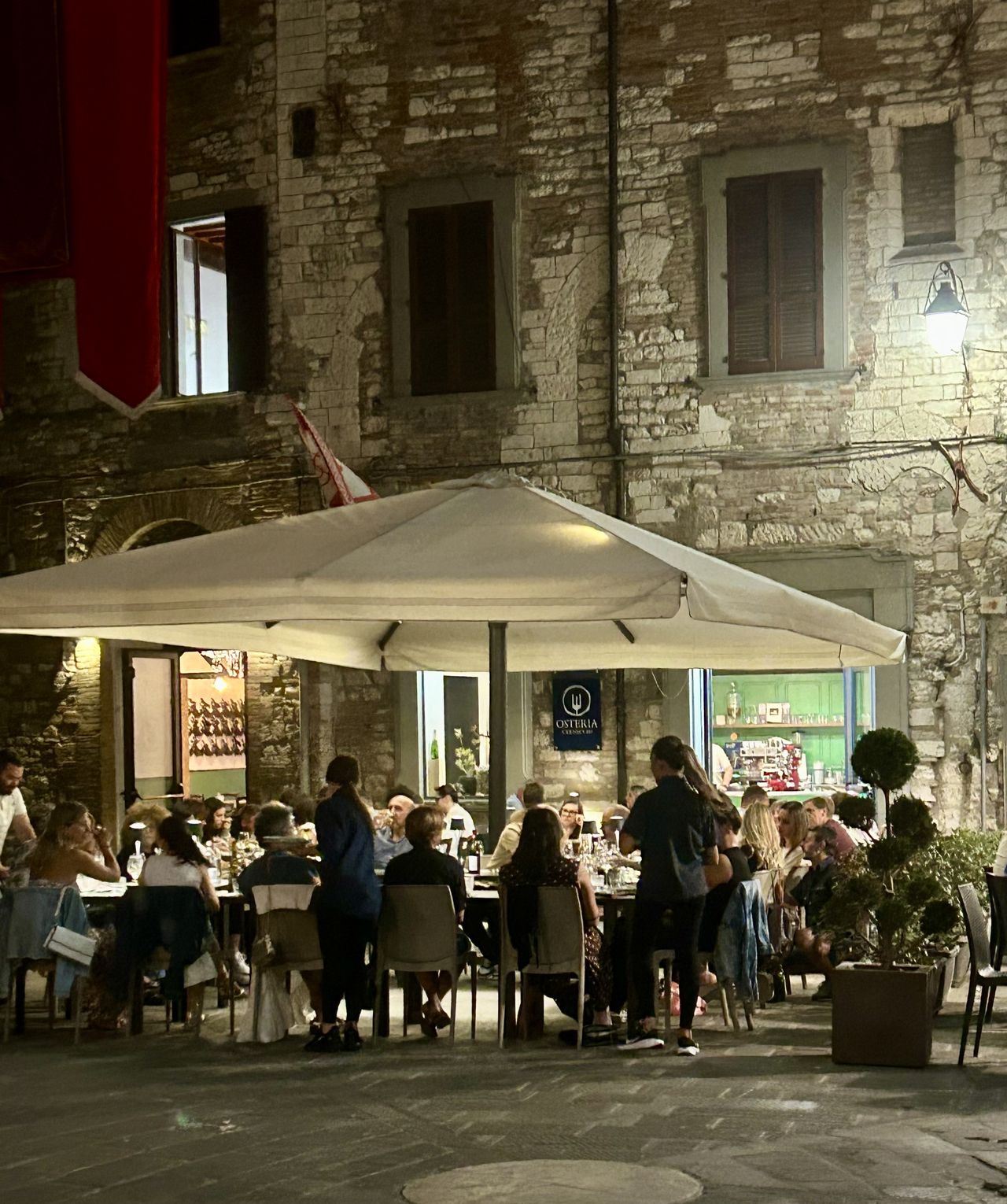 Tables outside in the historic centre of Gubbio