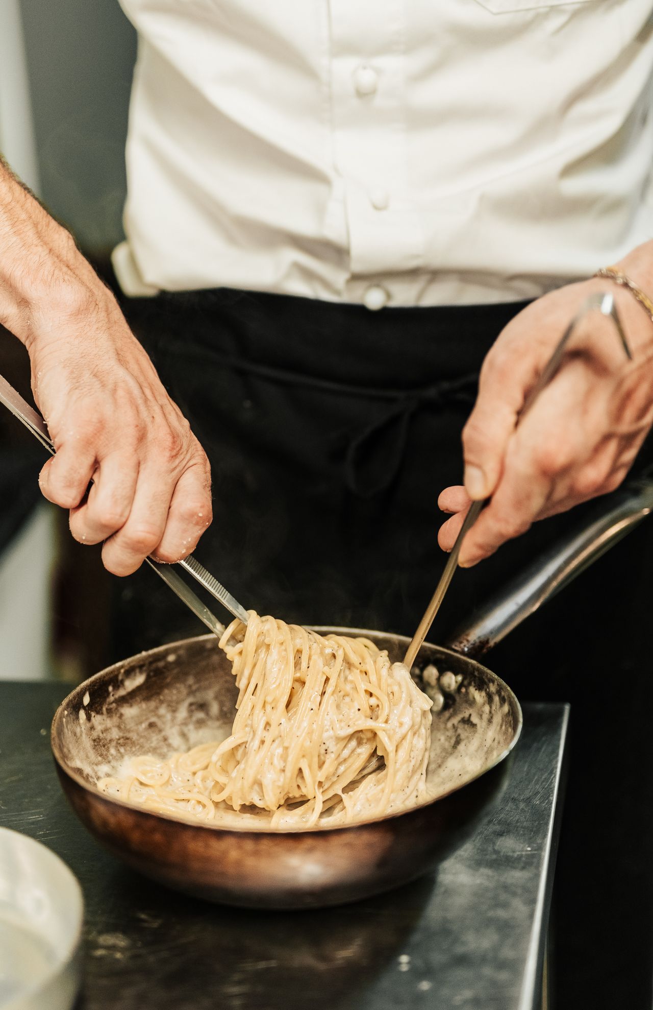 Tagliolini finished in the pan